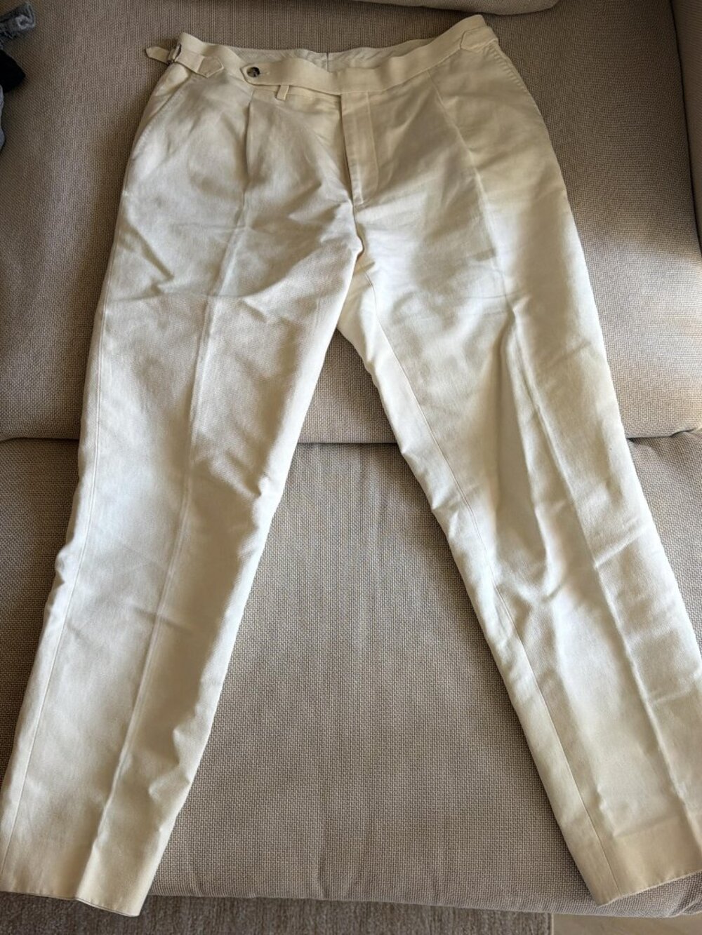 Suitsupply VIGO Sand Slim Leg Tapered Trousers sz 34